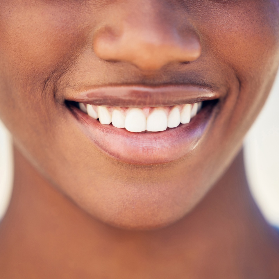 Closeup, mouth and woman with smile, teeth whitening and oral hygiene treatment with wellness. Person, outdoor or dental care with gum cleaning, veneers or orthodontics satisfaction with fresh breath